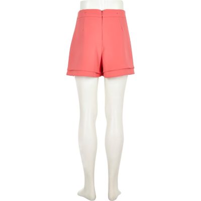 Girls coral pink high waisted shorts